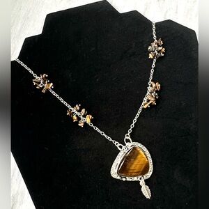 925 Courage Tigers Eye Statement Necklace